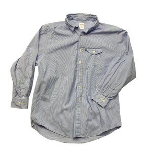 Brooks Brothers 346 Men's Long Sleeve Button-Down Shirt Blue White Stripe Large